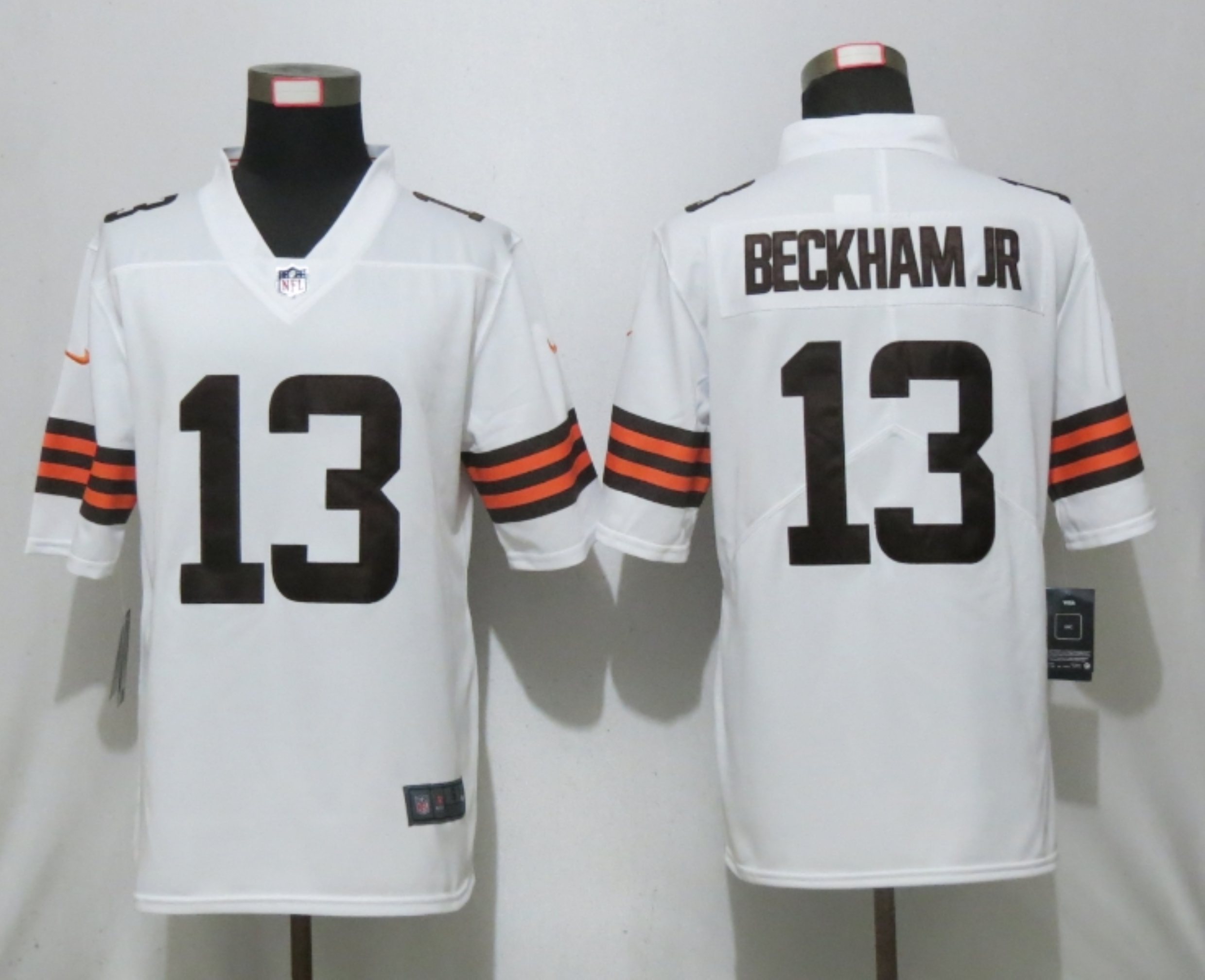 Men New Nike Cleveland Browns 13 Beckham jr White Vapor Limited Player Jersey